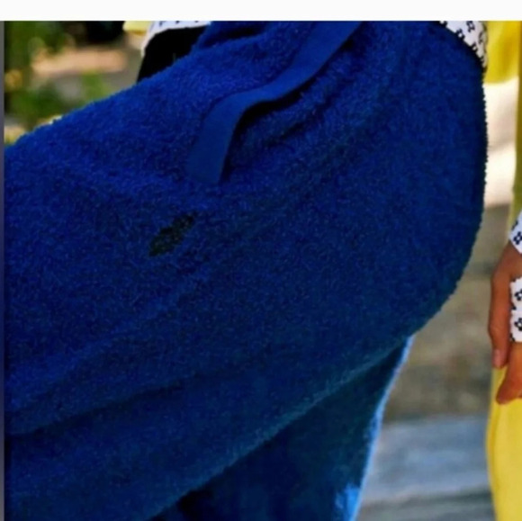 FP movement free people Cuddle Up Fleece Tie Waist joggerBlue/black. Size Sm NWT - Picture 5 of 8